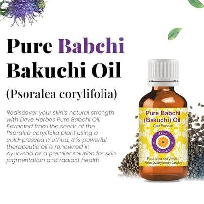 Deve Herbes Babchi (Bakuchi) Öl (Psoralea corylifolia) | Kaltgepresst | Rein | Natürlich | Unverdünnt | Zum Verdünnen von ätherischen Ölen | Für Haut & Massage | Nicht klebrig | Leicht | Unisex | 30ml (1 oz)