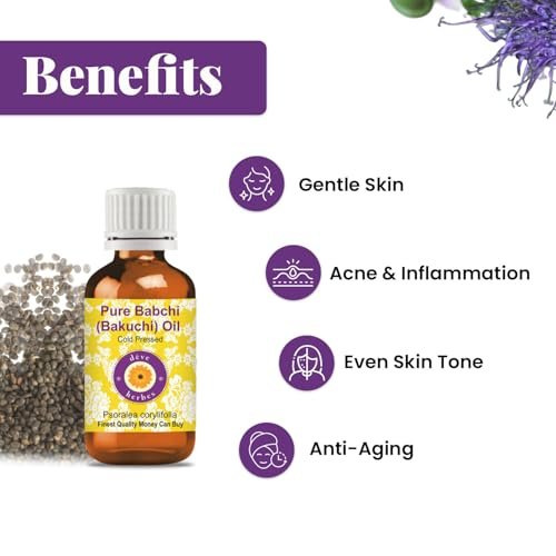 Deve Herbes Babchi (Bakuchi) Öl (Psoralea corylifolia) | Kaltgepresst | Rein | Natürlich | Unverdünnt | Zum Verdünnen von ätherischen Ölen | Für Haut & Massage | Nicht klebrig | Leicht | Unisex | 30ml (1 oz)
