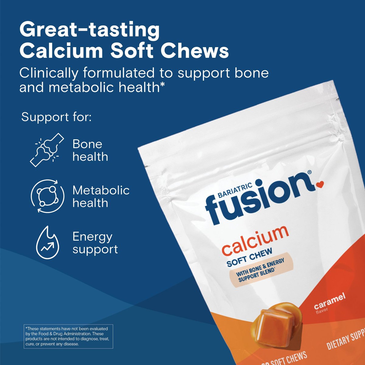 Bariatric Fusion Calcium Supplement Kautabletten – Calciumcitrat mit Vitamin D3, zuckerfrei, 500 mg, Karamell, 60 Stück