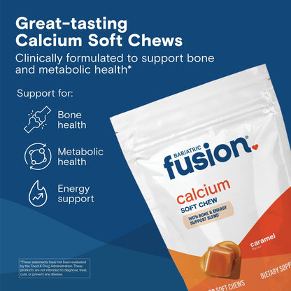 Bariatric Fusion Calcium Supplement Kautabletten – Calciumcitrat mit Vitamin D3, zuckerfrei, 500 mg, Karamell, 60 Stück