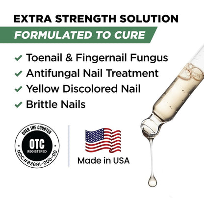 Foot Cure Zehennagelpilz Behandlung Extra Stärke – Fußpilz Behandlung für Zehennägel, Restorative Nagelreparatur für beschädigte Nägel, Nagelweichmacher mit Teebaumöl & Oreganoöl – Hergestellt in den USA