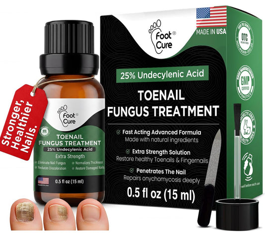 Foot Cure Zehennagelpilz Behandlung Extra Stärke – Fußpilz Behandlung für Zehennägel, Restorative Nagelreparatur für beschädigte Nägel, Nagelweichmacher mit Teebaumöl & Oreganoöl – Hergestellt in den USA