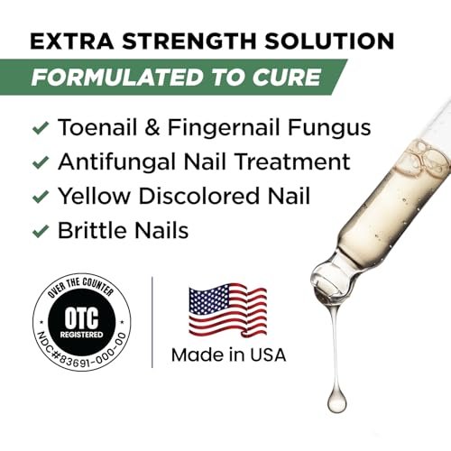 Foot Cure Zehennagelpilz Behandlung Extra Stärke – Fußpilz Behandlung für Zehennägel, Restorative Nagelreparatur für beschädigte Nägel, Nagelweichmacher mit Teebaumöl & Oreganoöl – Hergestellt in den USA