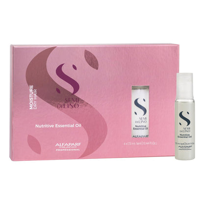 Alfaparf Milano Semi Di Lino Moisture Nutritive Essential Hair Oil – Feuchtigkeitsspendendes Haarserum für trockenes Haar, 6 Vials, 2,64 Fl. Oz.