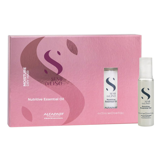 Alfaparf Milano Semi Di Lino Moisture Nutritive Essential Hair Oil – Feuchtigkeitsspendendes Haarserum für trockenes Haar, 6 Vials, 2,64 Fl. Oz.