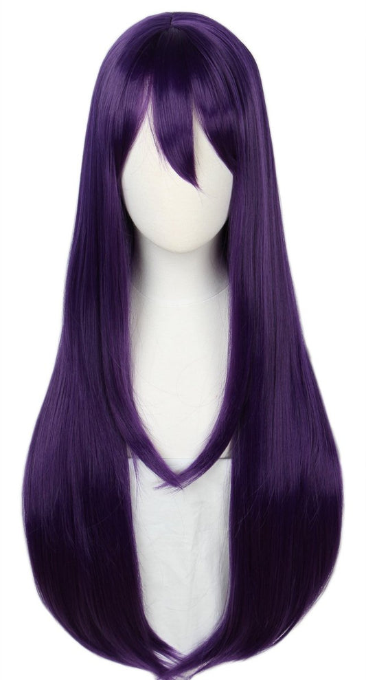 Linfairy Lange Lila Perücke Halloween Cosplay Perücke für Frauen 85 cm