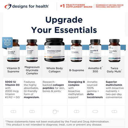 Designs for Health Vitamin D Supreme – Vitamin D 5000 IE mit 2000 µg Vitamin K als MK4 für Knochengesundheit, Herzgesundheit, Stimmung & Immununterstützung – Vitamin D3 angereichert mit GG Supplement (30 Kapseln)