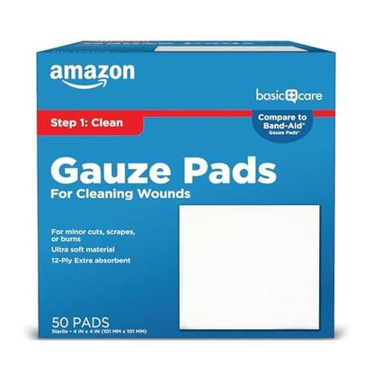 Sterile Wundauflagen aus Gaze, 10x10 cm, 12-lagig, extra saugfähig, 50 Stück