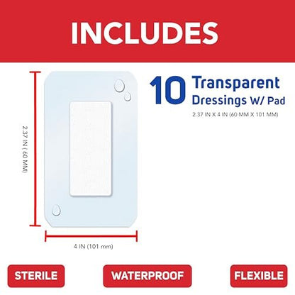 All Health Wasserfeste Transparente Wundauflage & Polster, Verbände, 6 x 10 cm | Wundabdeckung gegen Staphylokokken und MRSA, 10 Stück
