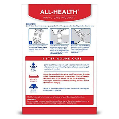 All Health Wasserfeste Transparente Wundauflage & Polster, Verbände, 6 x 10 cm | Wundabdeckung gegen Staphylokokken und MRSA, 10 Stück