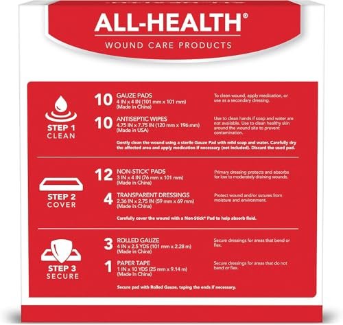 All Health Wundversorgungsset & Erste-Hilfe-Zubehör, 40-teilig | Für kleine bis mittelgroße Wunden, professionelle Nutzung für Auto, Zuhause, Camping, Wandern und mehr