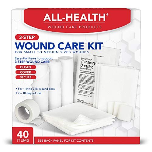 All Health Wundversorgungsset & Erste-Hilfe-Zubehör, 40-teilig | Für kleine bis mittelgroße Wunden, professionelle Nutzung für Auto, Zuhause, Camping, Wandern und mehr