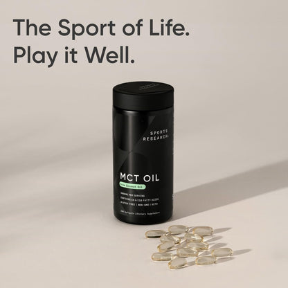 Sports Research® Coconut MCT Öl 3000mg – Keto Gehirn & Körper Energie – C8 + C10 MCT Öl aus Kokosnuss – Keto – Nicht-GVO – Glutenfrei – 240 Weichkapseln