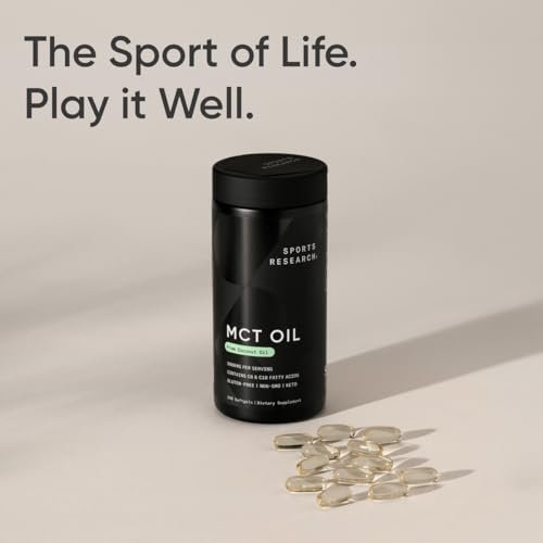 Sports Research® Coconut MCT Öl 3000mg – Keto Gehirn & Körper Energie – C8 + C10 MCT Öl aus Kokosnuss – Keto – Nicht-GVO – Glutenfrei – 240 Weichkapseln