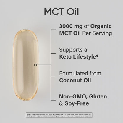 Sports Research® Coconut MCT Öl 3000mg – Keto Gehirn & Körper Energie – C8 + C10 MCT Öl aus Kokosnuss – Keto – Nicht-GVO – Glutenfrei – 240 Weichkapseln
