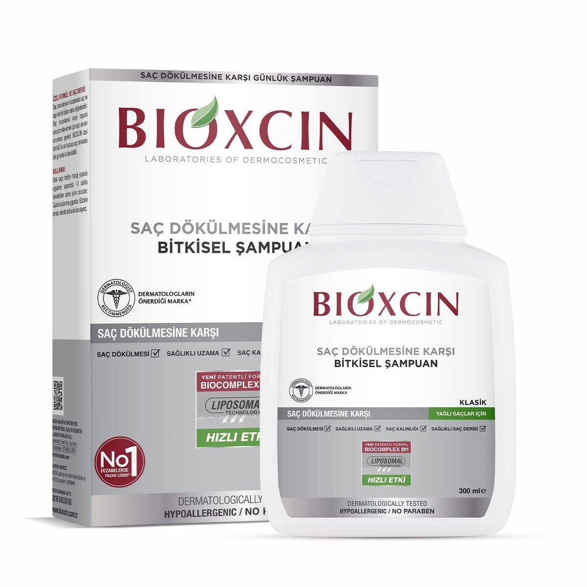 Bioxcin Anti-Haarausfall Shampoo für fettiges Haar (300 ml) – Pflanzliches Anti-Fett-Shampoo mit Biocomplex B11 & Liposomen für dickeres Haar & weniger Haarausfall