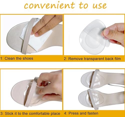 Metatarsal-Pads Ball-of-Foot Cushions aus Gel – Vorfußpolster mit Kleber für High Heels, Flats, Stiefel, Sneaker – Universelle Passform für Damen und Herren – 4 Paar (One Size Fits All)