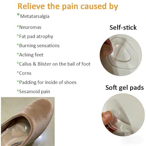 Metatarsal-Pads Ball-of-Foot Cushions aus Gel – Vorfußpolster mit Kleber für High Heels, Flats, Stiefel, Sneaker – Universelle Passform für Damen und Herren – 4 Paar (One Size Fits All)