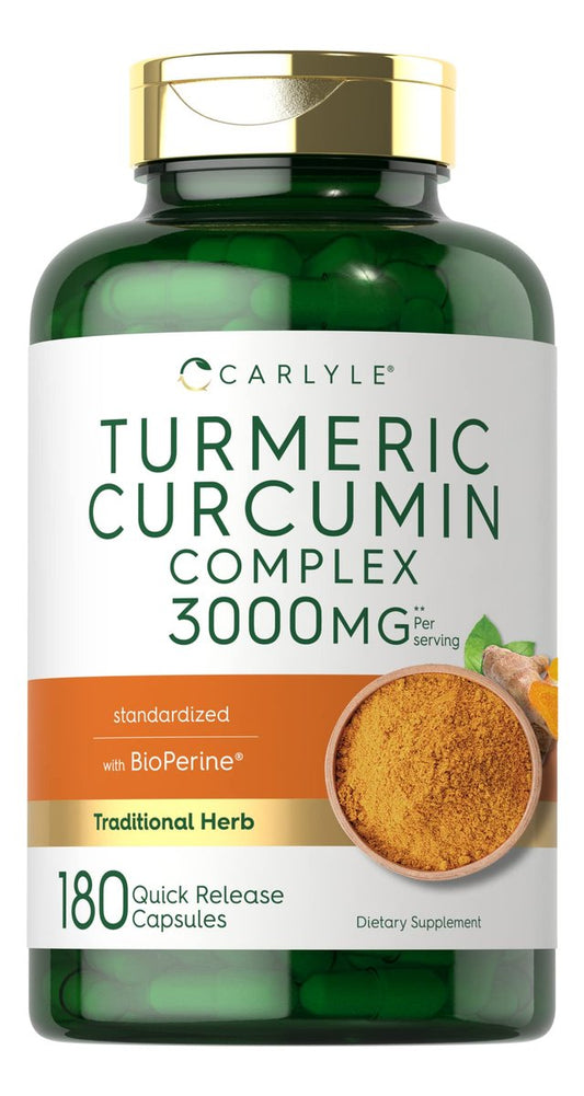 Carlyle Curcumin & Kurkuma Kapseln mit Schwarzem Pfeffer & Bioperin – 180 Kapseln, Non-GMO, Glutenfrei