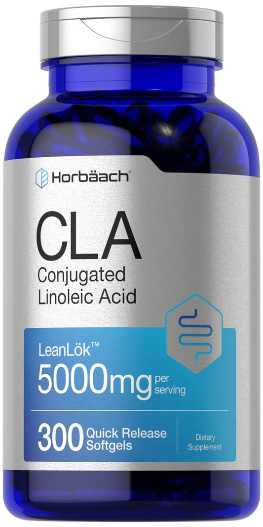 Horbäach CLA Supplement | 300 Weichkapseln | Höchste Potenz | Konjugierte Linolsäure aus Distelöl | Non-GMO, Glutenfrei