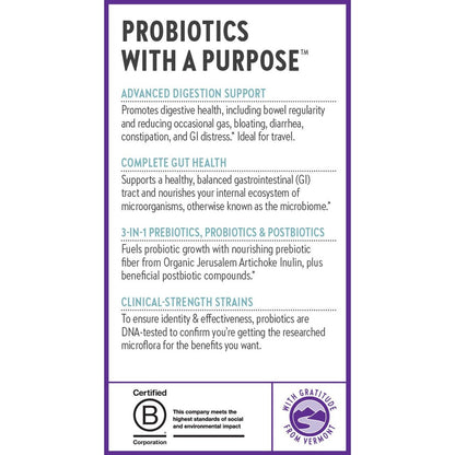 New Chapter All-Flora Probiotikum für fortgeschrittene Verdauung & vollständige Darmgesundheit mit Präbiotika + Postbiotika, klinisch starke Stämme, 100% vegetarisch, nicht-GVO, haltbar ohne Kühlung - 30 Kapseln (1 Monatsvorrat)