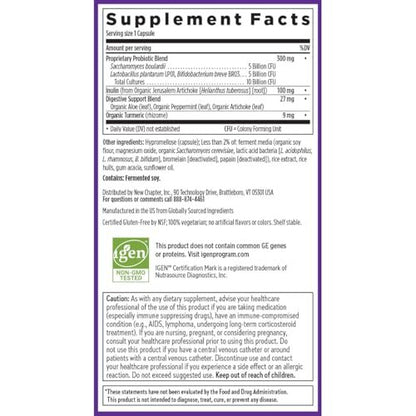 New Chapter All-Flora Probiotikum für fortgeschrittene Verdauung & vollständige Darmgesundheit mit Präbiotika + Postbiotika, klinisch starke Stämme, 100% vegetarisch, nicht-GVO, haltbar ohne Kühlung - 30 Kapseln (1 Monatsvorrat)