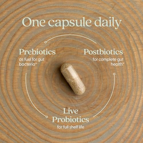 New Chapter All-Flora Probiotikum für fortgeschrittene Verdauung & vollständige Darmgesundheit mit Präbiotika + Postbiotika, klinisch starke Stämme, 100% vegetarisch, nicht-GVO, haltbar ohne Kühlung - 30 Kapseln (1 Monatsvorrat)