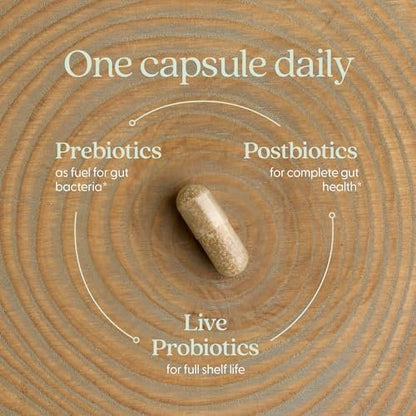 New Chapter All-Flora Probiotikum für fortgeschrittene Verdauung & vollständige Darmgesundheit mit Präbiotika + Postbiotika, klinisch starke Stämme, 100% vegetarisch, nicht-GVO, haltbar ohne Kühlung - 30 Kapseln (1 Monatsvorrat)