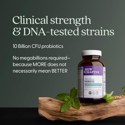 New Chapter All-Flora Probiotikum für fortgeschrittene Verdauung & vollständige Darmgesundheit mit Präbiotika + Postbiotika, klinisch starke Stämme, 100% vegetarisch, nicht-GVO, haltbar ohne Kühlung - 30 Kapseln (1 Monatsvorrat)