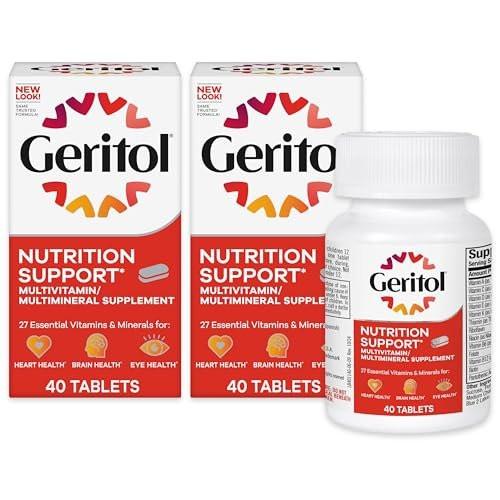 Geritol Multivitamin-Präparat mit B-Vitaminen, Antioxidantien, Vitamin C, E & D und Eisen, 27 essentielle Vitamine und Mineralstoffe, glutenfrei, nicht gentechnisch verändert, ohne künstliche Süßstoffe, 40 Tabletten, 2er-Pack