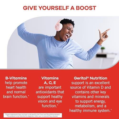 Geritol Multivitamin-Präparat mit B-Vitaminen, Antioxidantien, Vitamin C, E & D und Eisen, 27 essentielle Vitamine und Mineralstoffe, glutenfrei, nicht gentechnisch verändert, ohne künstliche Süßstoffe, 40 Tabletten, 2er-Pack