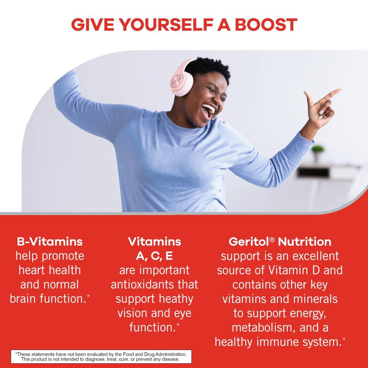 Geritol Multivitamin-Präparat mit B-Vitaminen, Antioxidantien, Vitamin C, E & D und Eisen, 27 essentielle Vitamine und Mineralstoffe, glutenfrei, nicht gentechnisch verändert, ohne künstliche Süßstoffe, 40 Tabletten, 2er-Pack