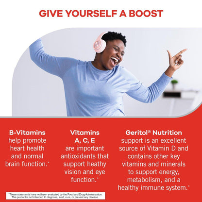 Geritol Multivitamin-Präparat mit B-Vitaminen, Antioxidantien, Vitamin C, E & D und Eisen, 27 essentielle Vitamine und Mineralstoffe, glutenfrei, nicht gentechnisch verändert, ohne künstliche Süßstoffe, 40 Tabletten, 2er-Pack