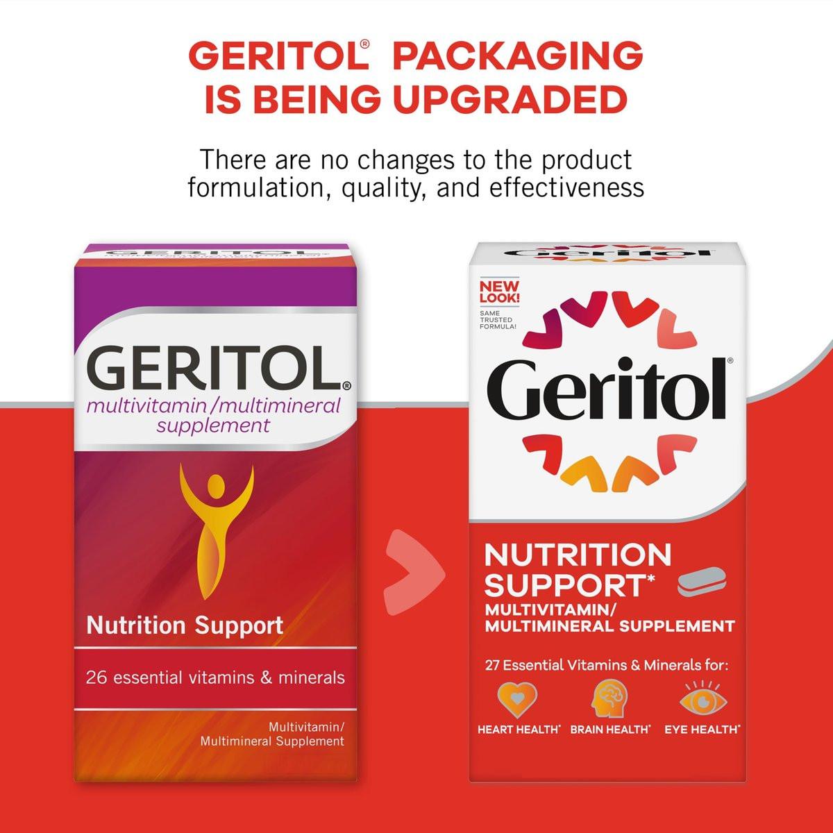 Geritol Multivitamin-Präparat mit B-Vitaminen, Antioxidantien, Vitamin C, E & D und Eisen, 27 essentielle Vitamine und Mineralstoffe, glutenfrei, nicht gentechnisch verändert, ohne künstliche Süßstoffe, 40 Tabletten, 2er-Pack