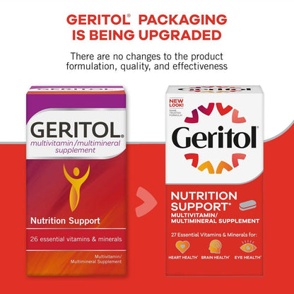 Geritol Multivitamin-Präparat mit B-Vitaminen, Antioxidantien, Vitamin C, E & D und Eisen, 27 essentielle Vitamine und Mineralstoffe, glutenfrei, nicht gentechnisch verändert, ohne künstliche Süßstoffe, 40 Tabletten, 2er-Pack