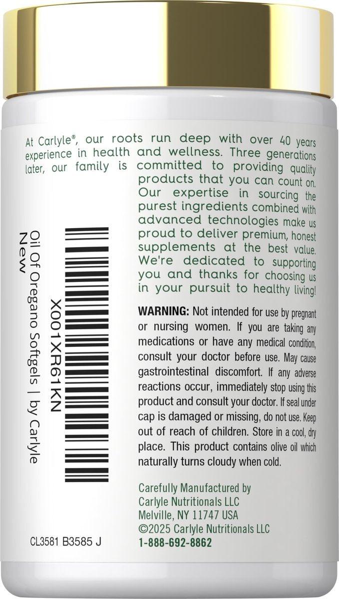 Carlyle Oregano Öl Kapseln | 150 Weichkapseln | Mit Carvacrol | Non-GMO & Glutenfrei