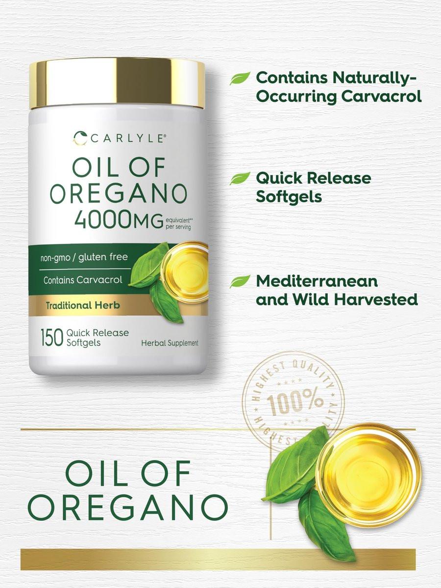 Carlyle Oregano Öl Kapseln | 150 Weichkapseln | Mit Carvacrol | Non-GMO & Glutenfrei