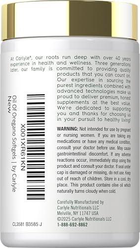 Carlyle Oregano Öl Kapseln | 150 Weichkapseln | Mit Carvacrol | Non-GMO & Glutenfrei