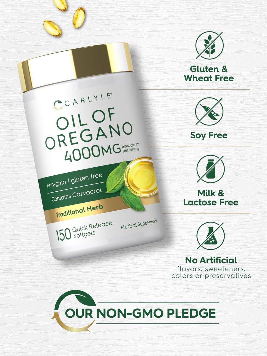 Carlyle Oregano Öl Kapseln | 150 Weichkapseln | Mit Carvacrol | Non-GMO & Glutenfrei