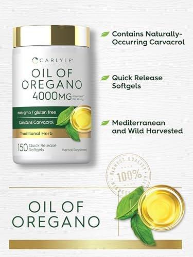Carlyle Oregano Öl Kapseln | 150 Weichkapseln | Mit Carvacrol | Non-GMO & Glutenfrei