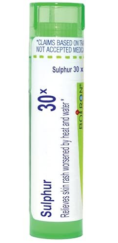 Boiron Sulphur 30X – Homöopathisches Einzelmittel bei Hautausschlag, verschlimmert durch Wärme und Wasser – 80 Kügelchen