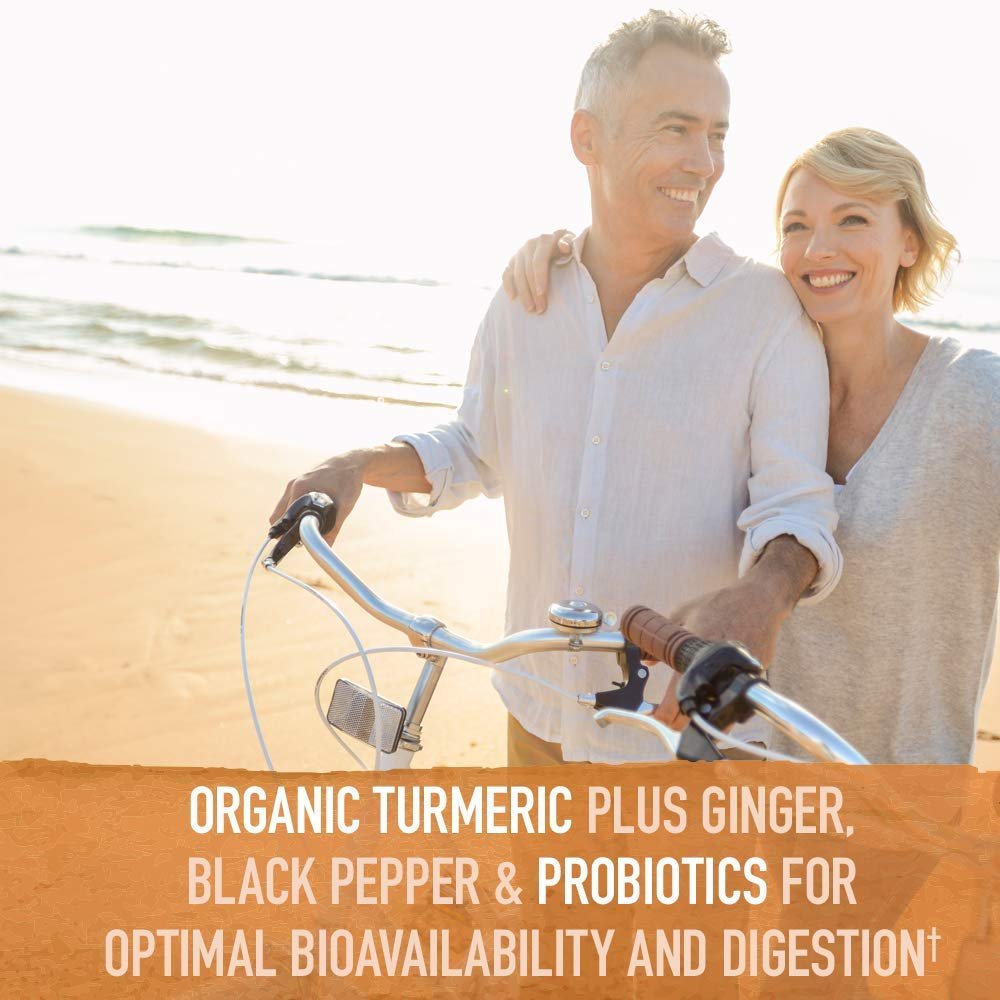 Garden of Life Organics Extra Stärke Kurkuma Entzündungsreaktion 60 Tabletten - 100 mg Curcumin (95% Curcuminoide) mit schwarzem Pfeffer, Probiotika, Bio-vegan, glutenfrei, pflanzliches Nahrungsergänzungsmittel