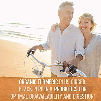 Garden of Life Organics Extra Stärke Kurkuma Entzündungsreaktion 60 Tabletten - 100 mg Curcumin (95% Curcuminoide) mit schwarzem Pfeffer, Probiotika, Bio-vegan, glutenfrei, pflanzliches Nahrungsergänzungsmittel