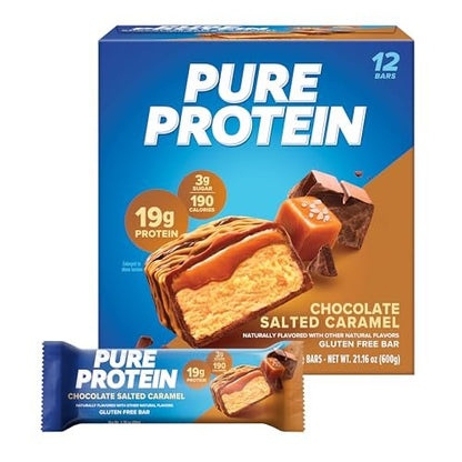 Pure Protein Chocolate Salted Caramel Proteinriegel – 20g Protein, 3g Zucker, 190 Kalorien (12er Pack) – Zuckerarmer*, proteinreicher Snack – Glutenfrei – Perfekt für einen gesunden Snack