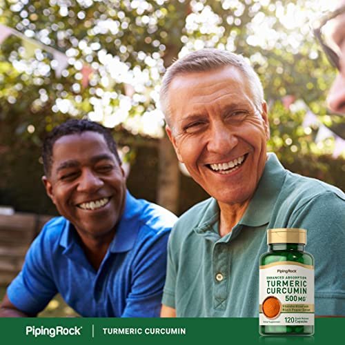 Piping Rock Kurkuma Curcumin mit Schwarzem Pfeffer | 120 Kapseln | Standardisiertes Kräuterergänzungsmittel | Non-GMO, Glutenfrei