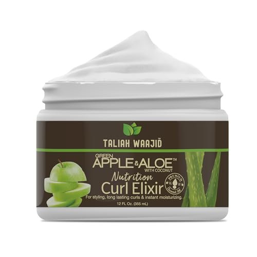 Taliah Waajid Green Apple & Aloe Nutrition Curl Elixir 12oz – Locken definierender Leave-In Conditioner für natürliches Haar, spendet Feuchtigkeit, stärkt, reduziert Frizz, verbessert Glanz