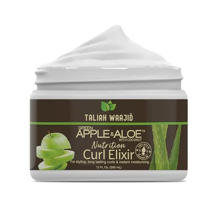 Taliah Waajid Green Apple & Aloe Nutrition Curl Elixir 12oz – Locken definierender Leave-In Conditioner für natürliches Haar, spendet Feuchtigkeit, stärkt, reduziert Frizz, verbessert Glanz
