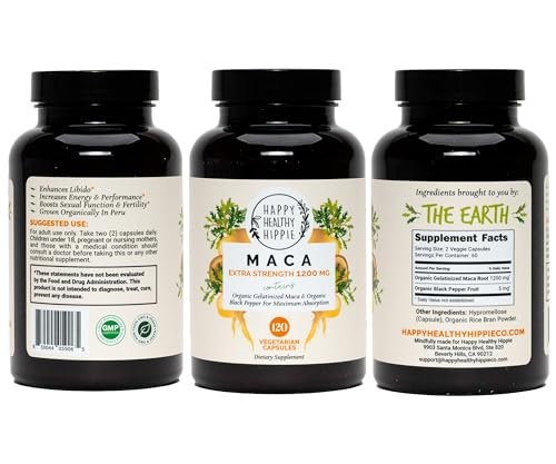 Bio Maca Kapseln 1200 mg – Libido Booster für Frauen, schnell wirkend & potent | Weibliches Maca-Supplement | Energiepillen aus Peru | Inklusive schwarzem Pfeffer für hohe Absorption | Vegan, 120 Stück