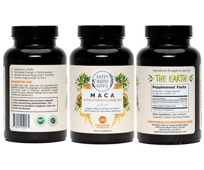 Bio Maca Kapseln 1200 mg – Libido Booster für Frauen, schnell wirkend & potent | Weibliches Maca-Supplement | Energiepillen aus Peru | Inklusive schwarzem Pfeffer für hohe Absorption | Vegan, 120 Stück