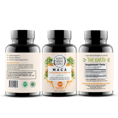 Bio Maca Kapseln 1200 mg – Libido Booster für Frauen, schnell wirkend & potent | Weibliches Maca-Supplement | Energiepillen aus Peru | Inklusive schwarzem Pfeffer für hohe Absorption | Vegan, 120 Stück